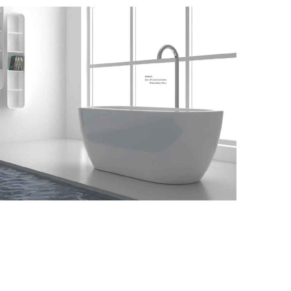 1650X850X590mm CUPC Approval Acrylic with Fiberglass Resin bathtub Freestanding Ultra-thin edge Seamless Tub 6024A