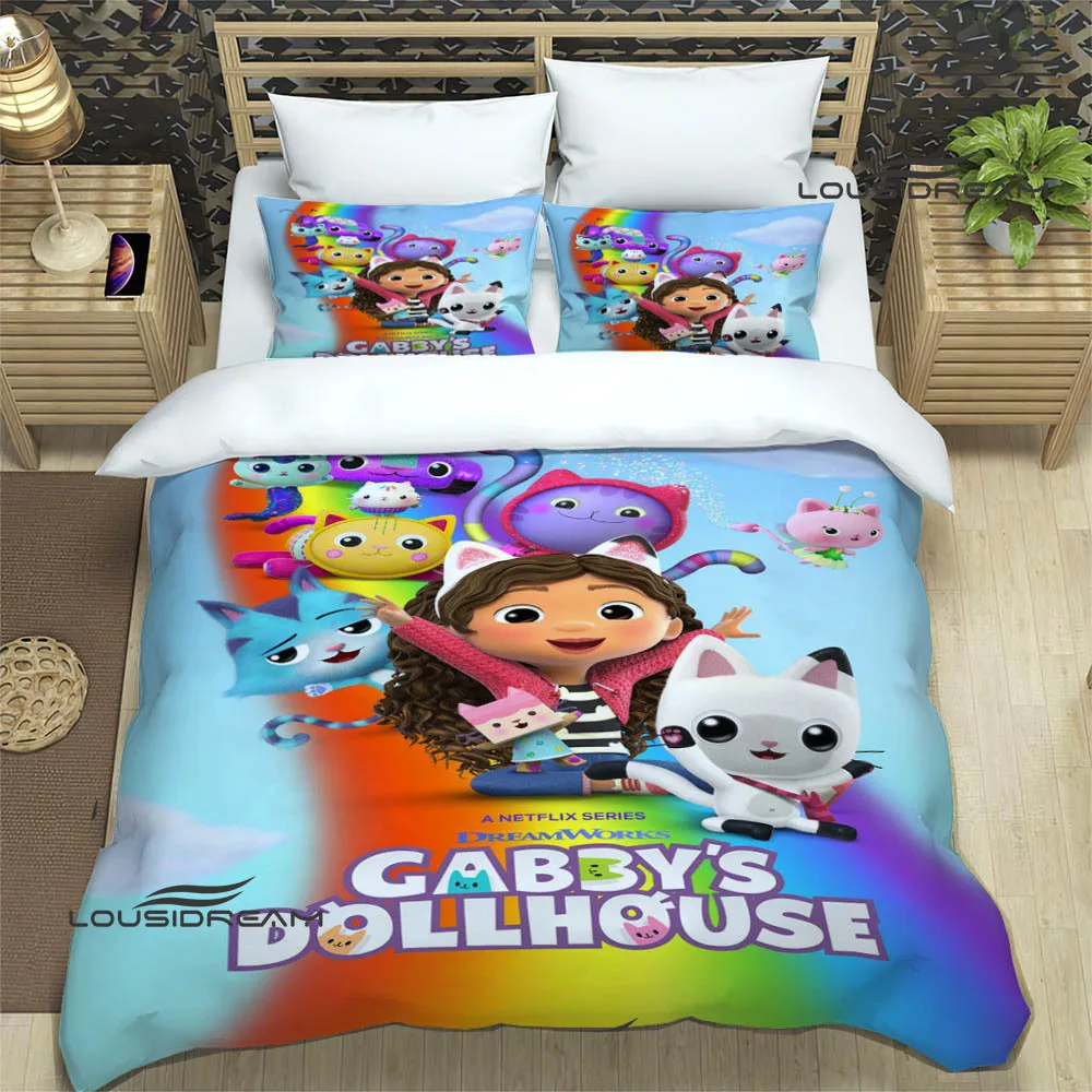 Gabby's Dollhouse Cute Anime Bedding Sets exquisite supplies set duvet cover bed comforter set bedding set luxury birthday gift