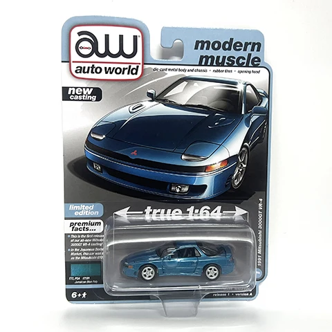 Auto World 1/64 AW 1-1991 3000GT VR 4 Modern Muscle Blue Die-cast alloy car model toy collection Children gift