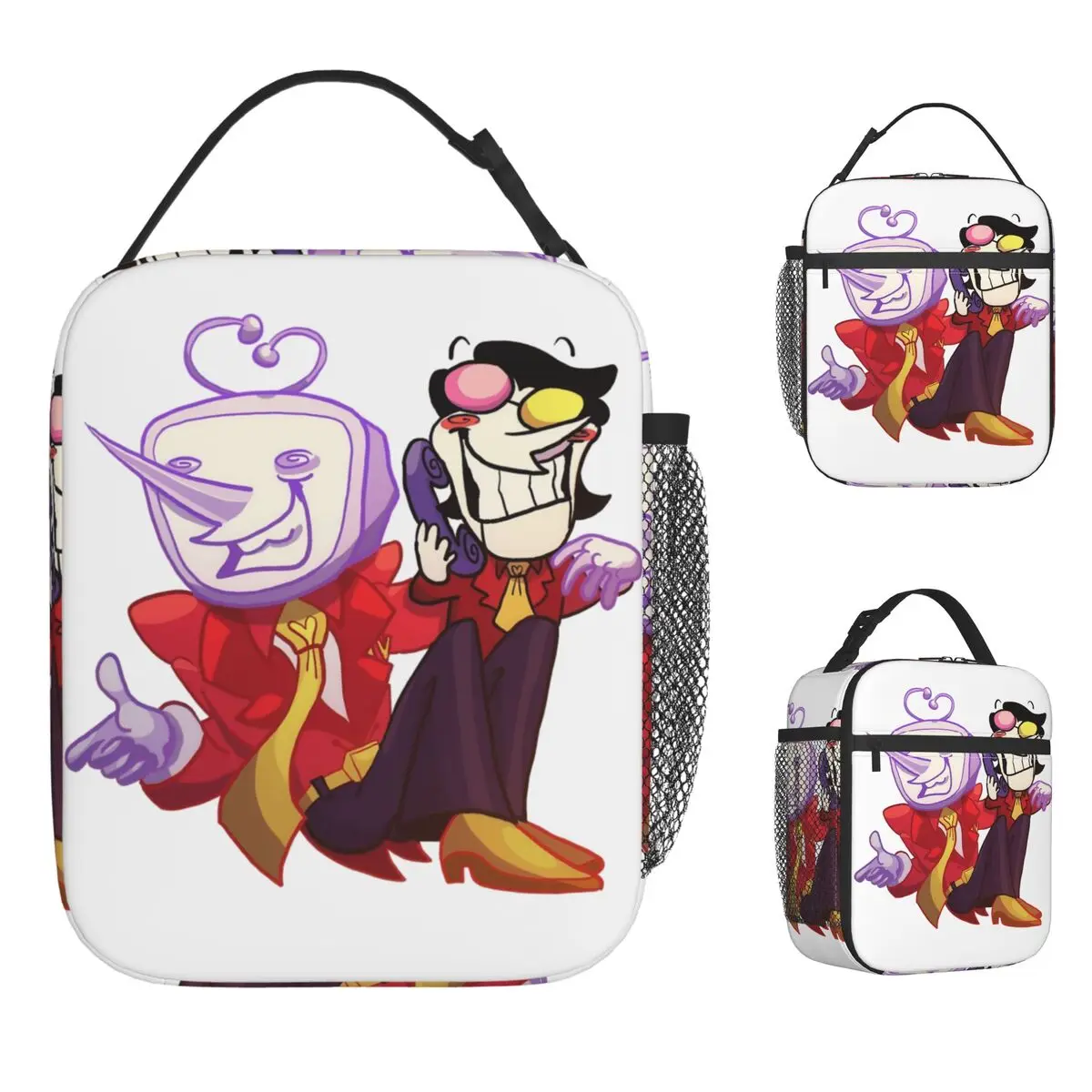Deltarune Spamton و Tenna Deltarune لعبة الغداء حقيبة نزهة علب الاغذية لمصمم حمل أكياس الغذاء المحمولة معزول حقيبة للحفاظ على البرودة #1
