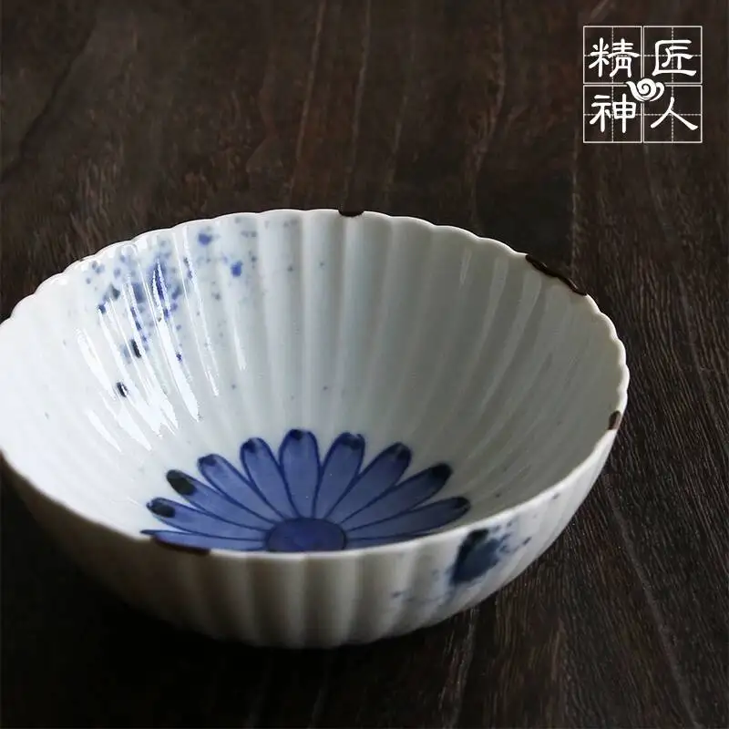 In Stock Japanese Imported Arita Ware Hand-Painted Daisy Chikigaki Ceramic Dessert Fruit Thin Snack Small Bowl