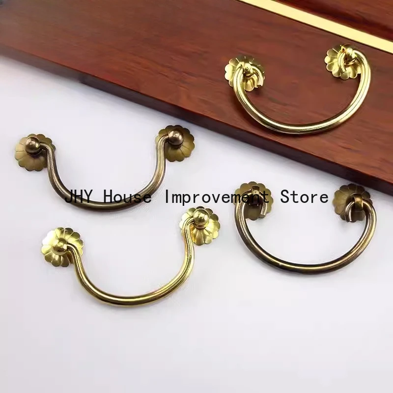 2 Pieces Vintage Chinese Cabinet Door Handle Copper Pull Ring Door Handle Shoe Cabinet Antique Bronze Wooden Box Drawer Handle
