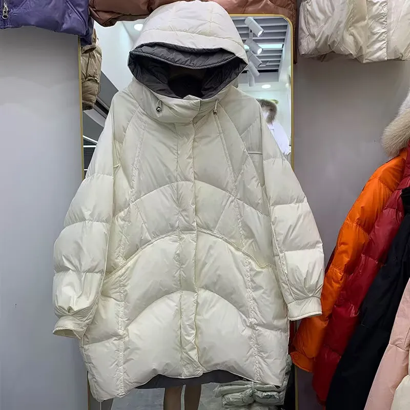 

2023 New Winter Down Coats Women Warm Thick Long Puffer Jacket Female Portable Unisex Outerwear Lady Hooded Down Parka For Women