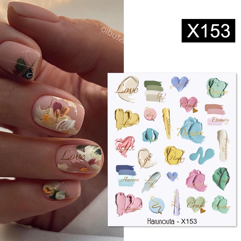 Harunouta Waves Nail Water Decals Transfer Small Flower Leaves Marble Snake Spring Summer Nail Art Stickers Manicure Nail Decals