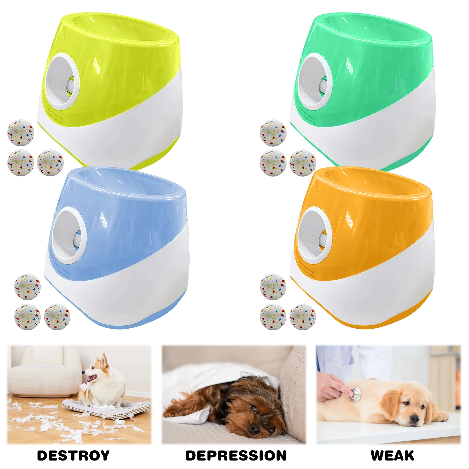 

Auto Dog Tennis Ball Launcher with 3 Distance Ball Thrower Machine Rechargeable Small Dog Ball Thrower for Small Medium Breeds