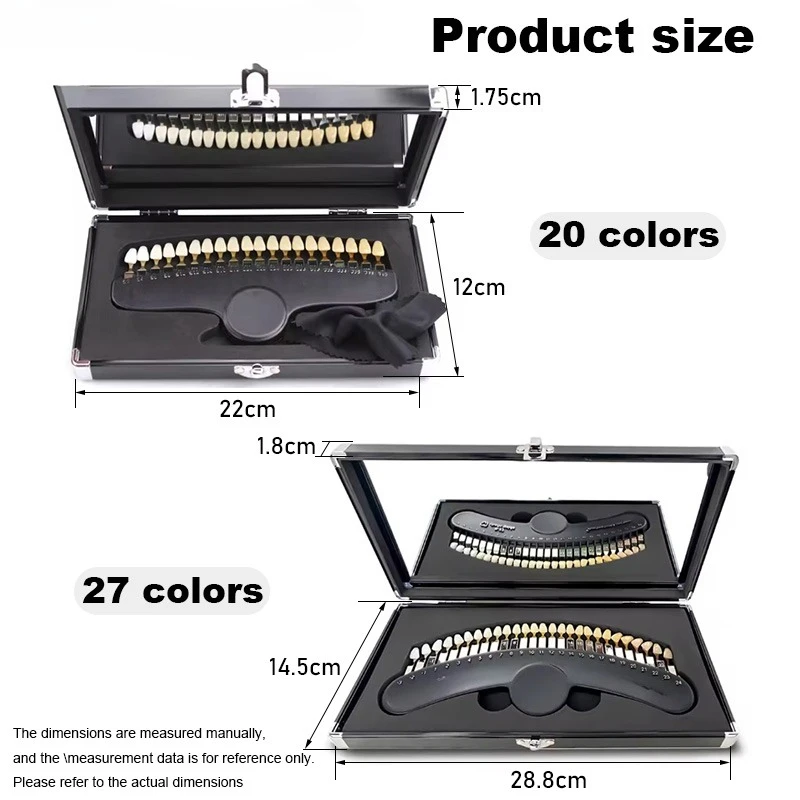 1Set Dental Tooth 20/27 Colors Tooth Whitening 3D Shade Guide Color Comparator Mirror Dentist Dental Bleaching Comparat