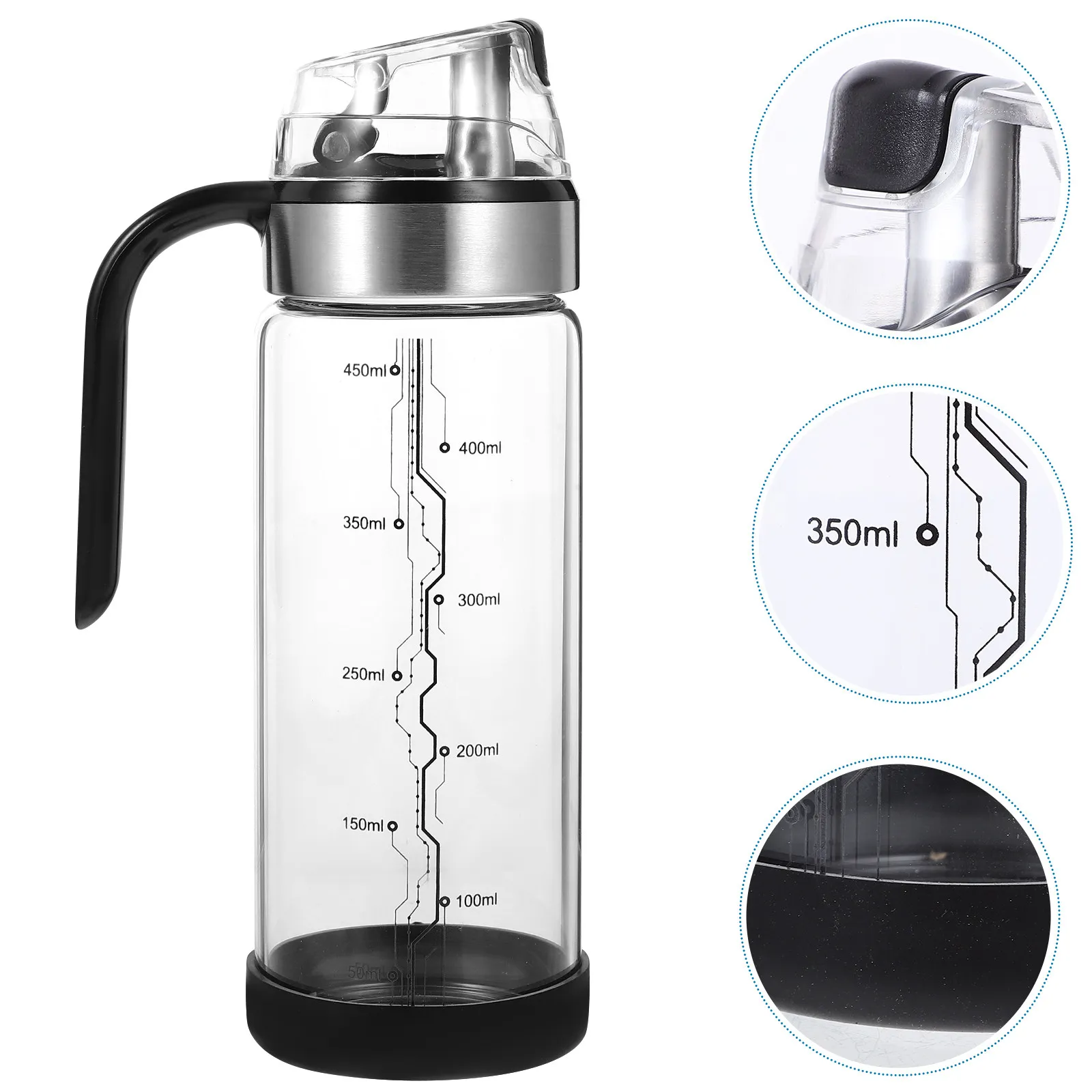 1Pcs Anti-Leak Oil Pot Automatic Opening Closing Kitchen Oil Dispenser Glass Storage Bottle Convenient Drip High Temperature