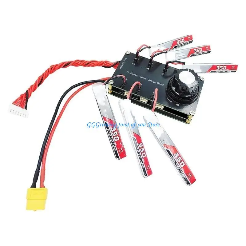 

H9EB XT60 Input Balance Charging Board 1S Battery Adapter Plate 6 Port for PH2.0 BT2.0 GNB27 1S FPV Outdoor Activity