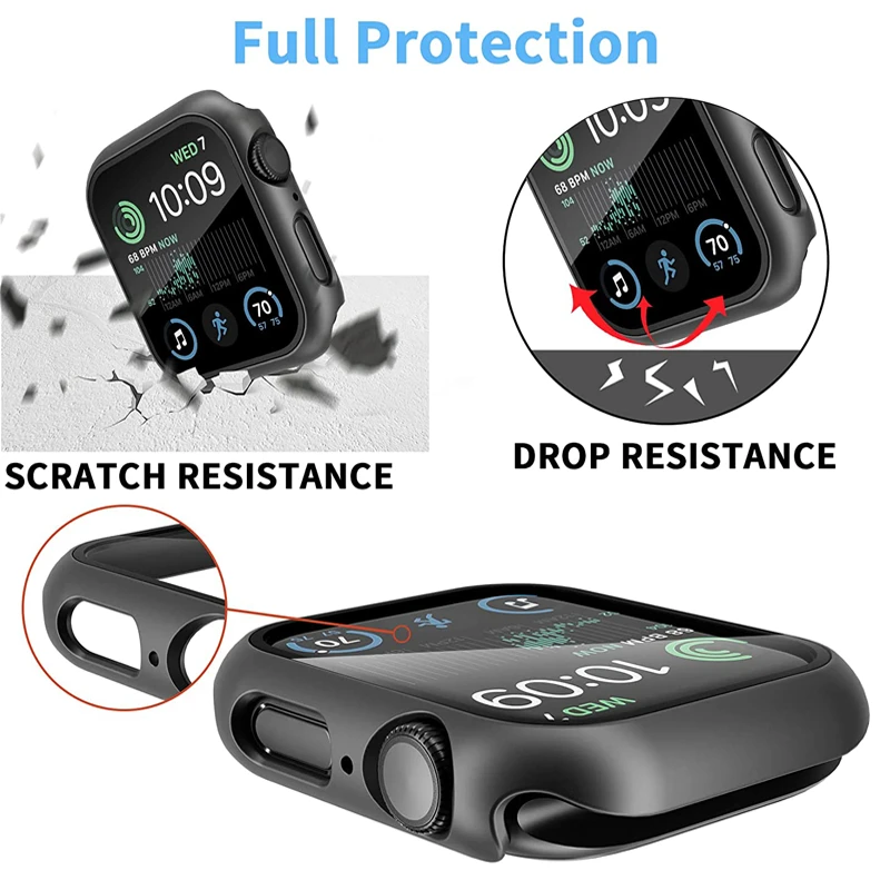 Vidro e Capa para Apple Watch, Protetor de Tela, Acessórios iWatch, Série 9, 8, 7, 6, SE, 5, SE, 44mm, 40mm, 41mm, 45mm, 42 milímetros, 38 milímetros