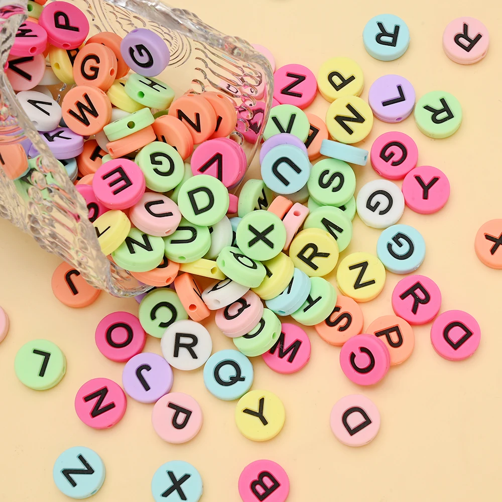 26Pcs 15mm Silicone Bead English Alphabet Beads for Pacifier Chain Making DIY Personalized Baby Name Chain Accessories