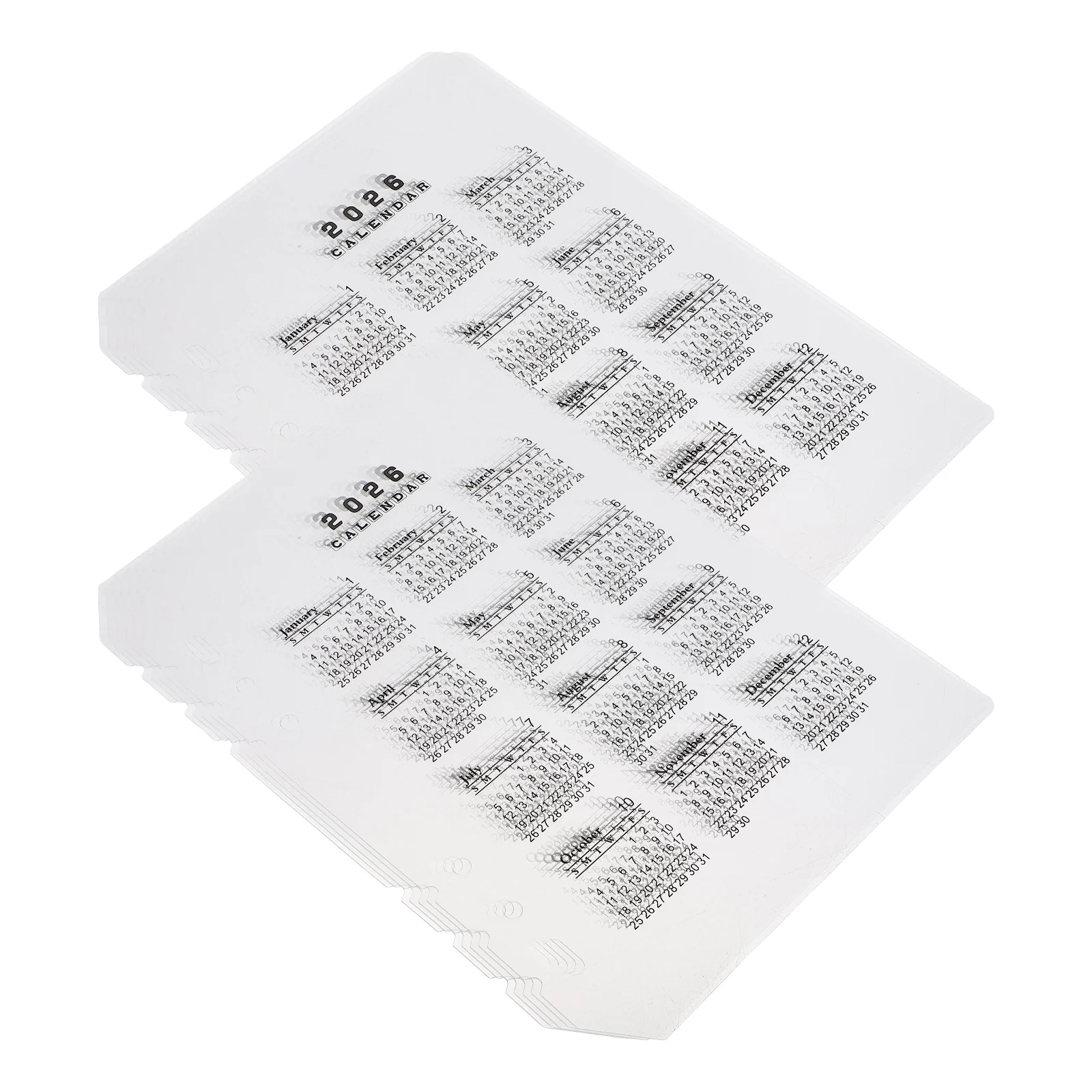 

12 Pcs Calendar Divider 6-hole Notebook Index Dividers Filling Binder Transparent