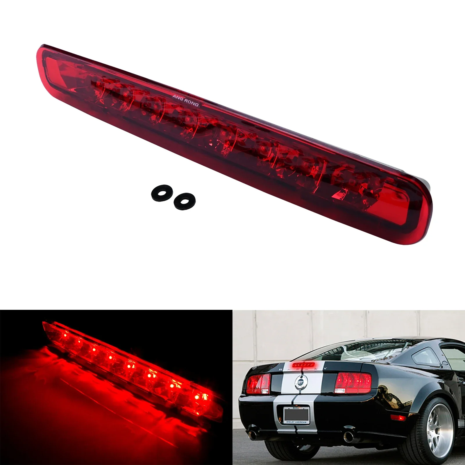 

ANGRONG 1x Red For Ford Mustang MK5 High Level Third LED Tail Brake Stop Light Lamp 2005-09