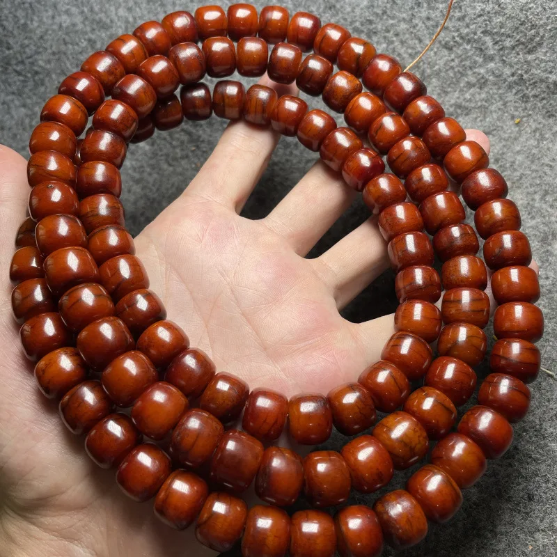 

Natural Ox Bone Barrel Beads Red Distressed Fried Pattern Ox Bone Barrel Beads108Beads Bracelet Bone Beads Accessories High Oil