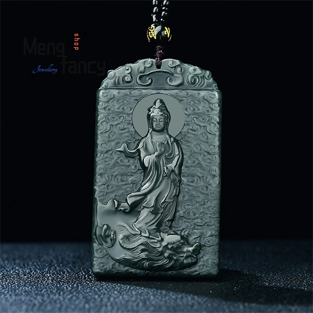 

Натуральный Hetian Зеленый Нефрит Гуаньинь Будда изысканный Материал Пагода Зеленый Гора Тигр Дракон Подвеска Модные Ювелирные Изделия Праздничные Подарки
