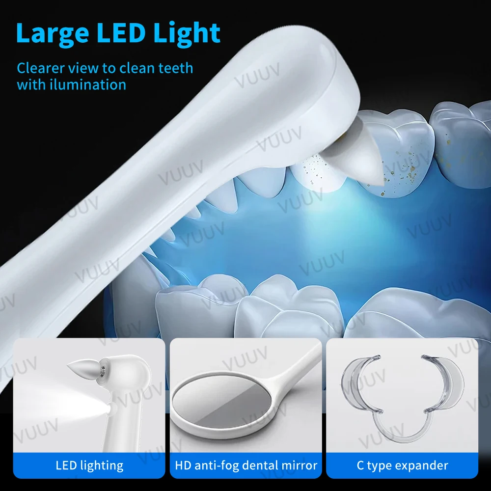 VUUV Electric Tooth Polisher Dental Scaler Multifunctional Stains Plaque Tartar Remover 5in1 Toothbrush Adult Tooth Cleaner image 5