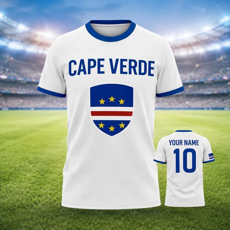 NEW CAPE VERDE FOOTBALL TEAM JERSEY MOTORCYCLE T-SHIRT FAMILY PACK CREW NECK T-SHIRT QUICK-DRYING AND MOISTURE-WICKING