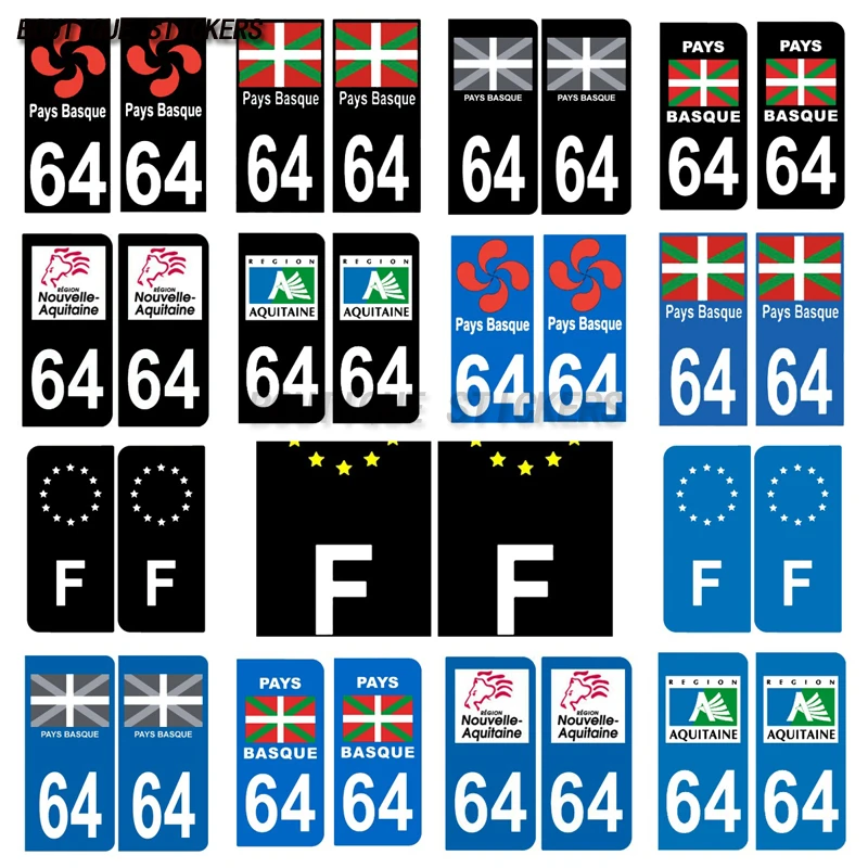 Black/blue license plate stickers in southwestern France, Basque cross, new Astan F64 off-road vehicle waterproof PVC stickers