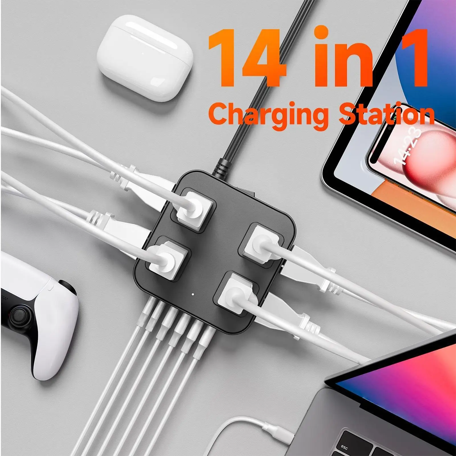 

USB Charging Strip 6 USB Ports 8 AC Outlets Extender Extension Cord Travel Socket Hub For Tablet Computer Laptop Phone Desktop