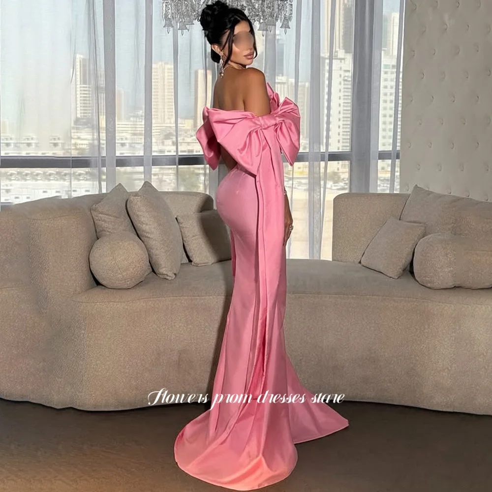Vestido de noche de sirena con flores y hombros descubiertos, vestido de fiesta de satén para mujer, elegante vestido de Gala de celebridad para mujer personalizado
