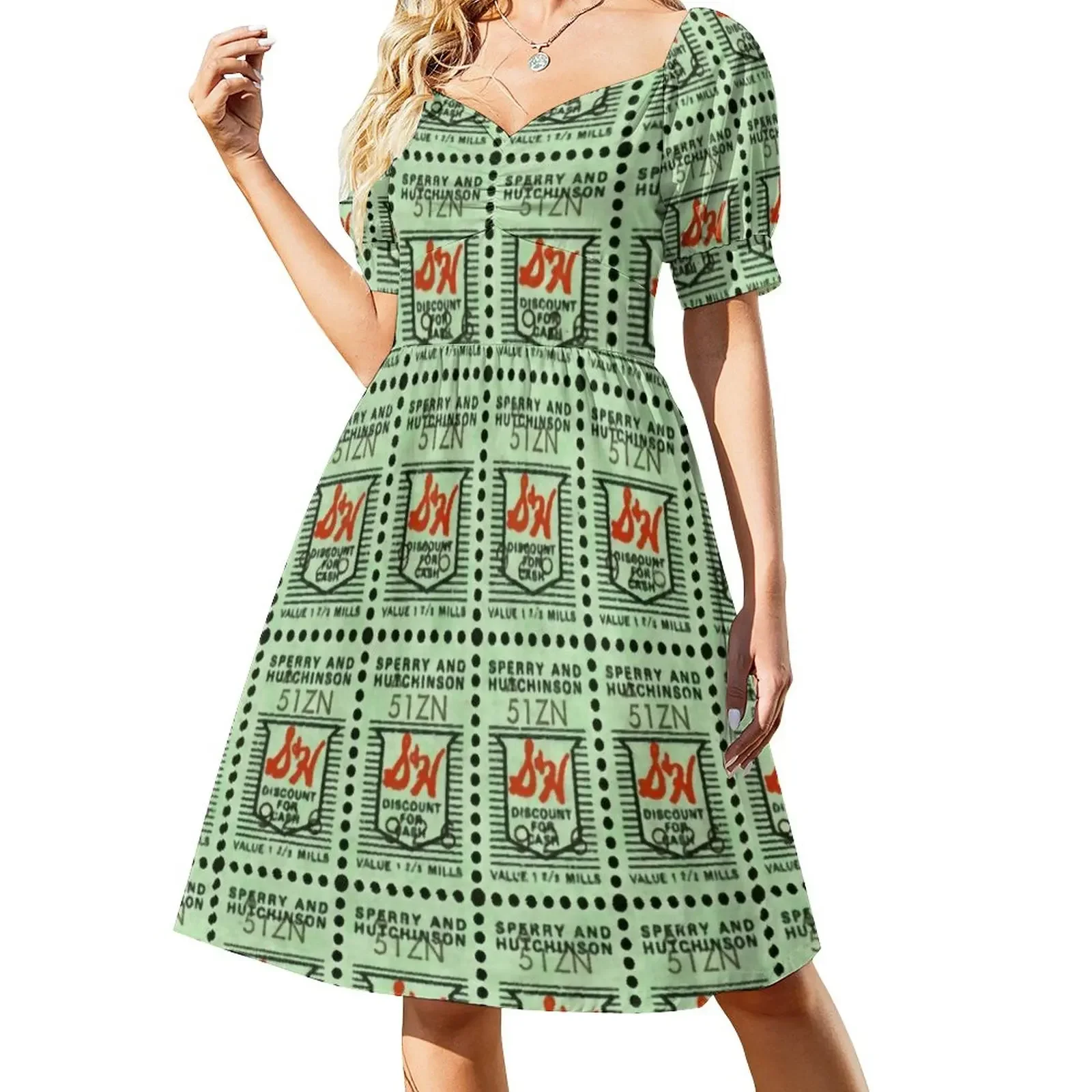 

S&H Green Stamps Short-Sleeved Dress women's clothing summer 2025 novelties women dresses