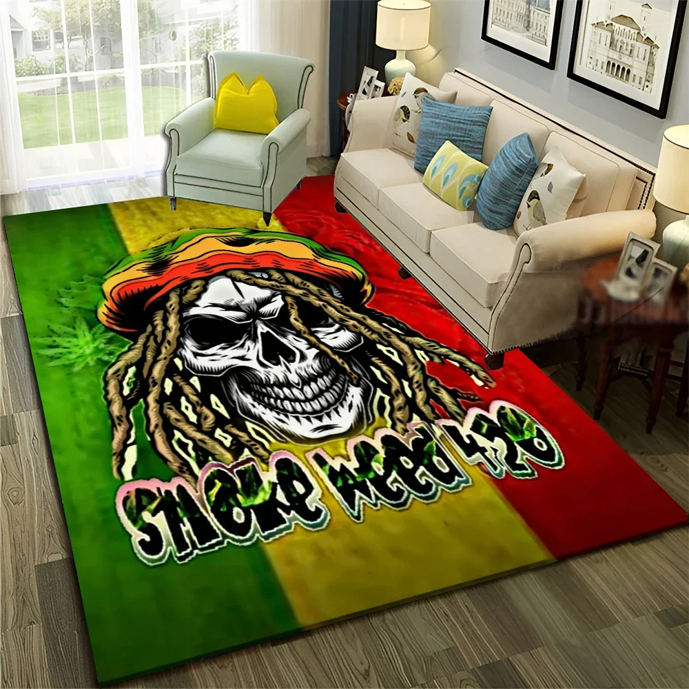 دخان القيقب الاعشاب النباتات الأخضر الموت الجمجمة السجاد البساط للمنزل غرفة المعيشة غرفة نوم أريكة ممسحة ديكور ، منطقة البساط عدم الانزلاق الكلمة حصيرة