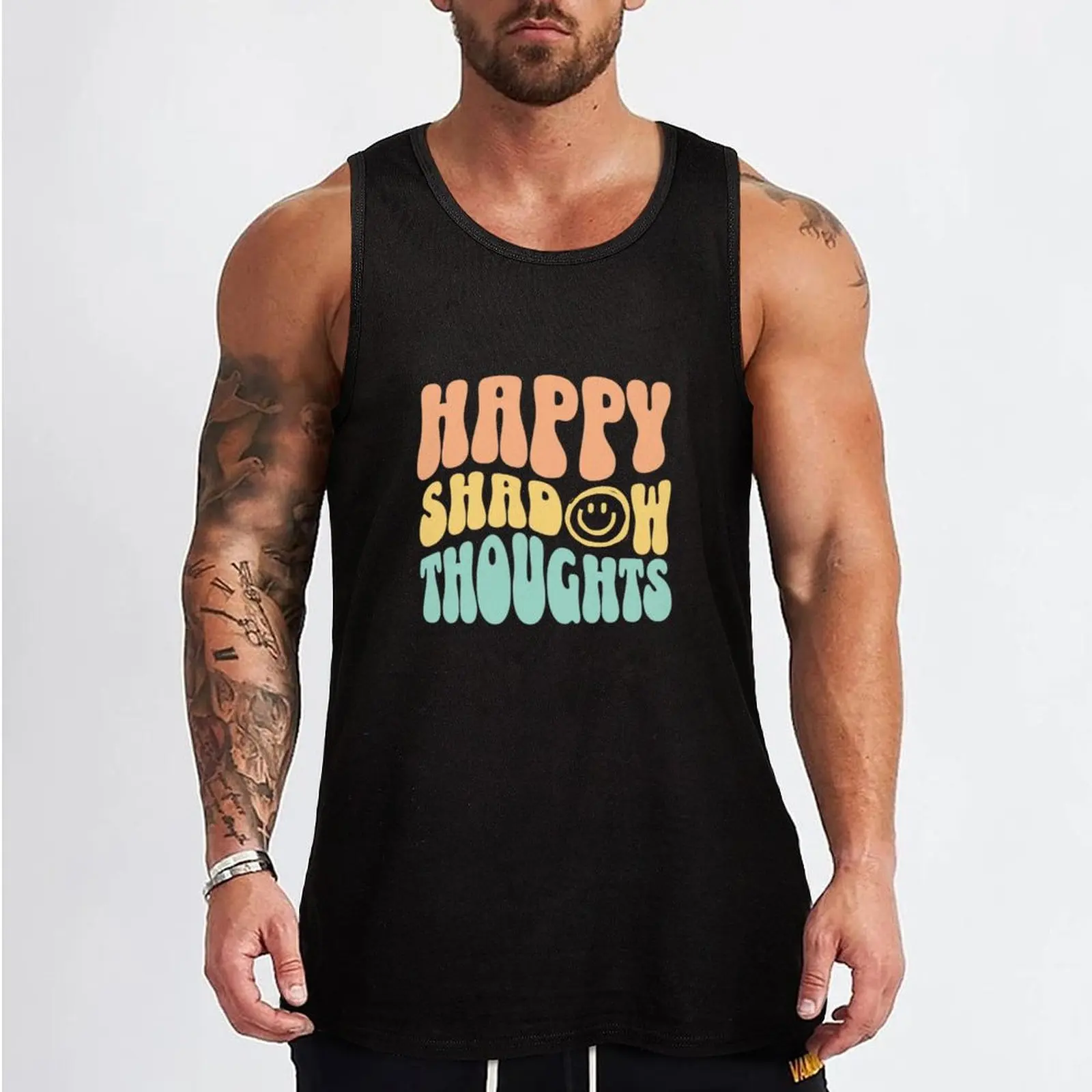 KOTLC Happy Shadow Thougths Quote Tank Top new in tops & t-shirt Men's clothing brands t-shirt for man