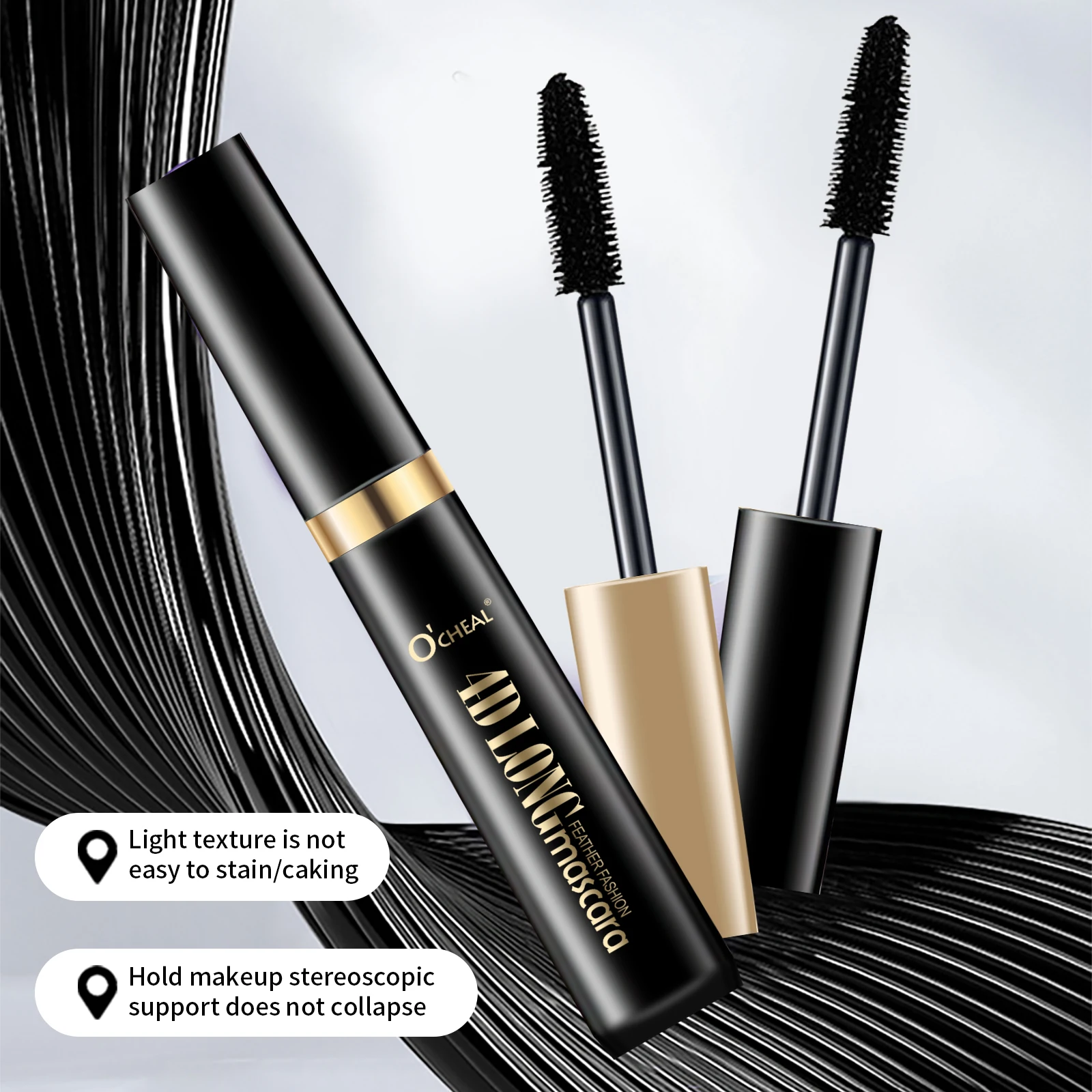 Private Label Fashion 4D Fiber Black Natural Volume Quick Dry Long Lasting Thick Curling allungamento Waterproof Makeup Mascara