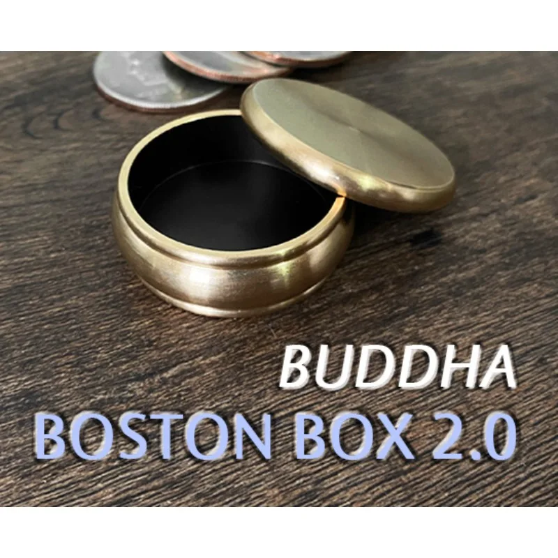 Buddha Boston Box 2.0 + Half Dollar Shell Magic Tricks Satge Close Up Magia Coin Penetrate Vanish Magie Illusion Gimmick Props