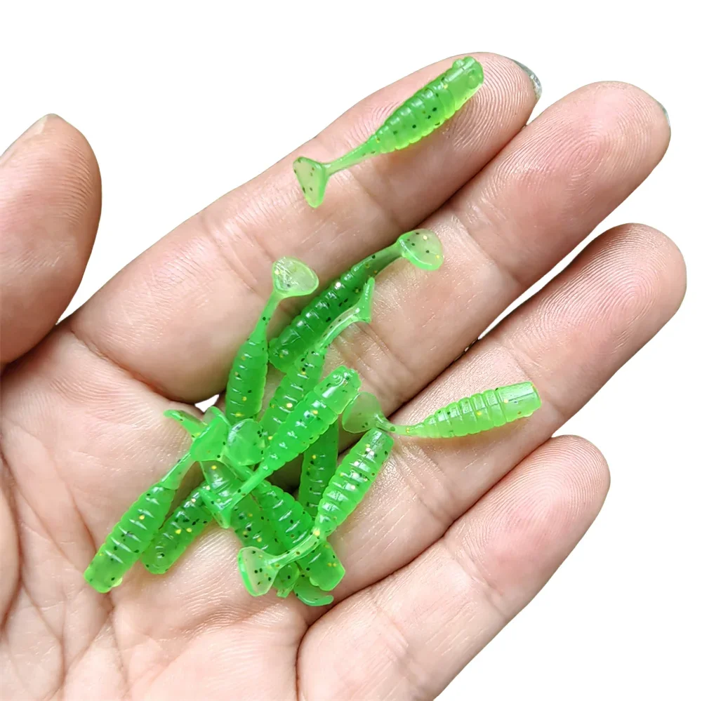 MUKUN 10PCS Fishing Paddle Tail Soft Bait Dwim Jig Mini Small Little Fish Bait Fishing 2.5cm/0.2g Multicolor