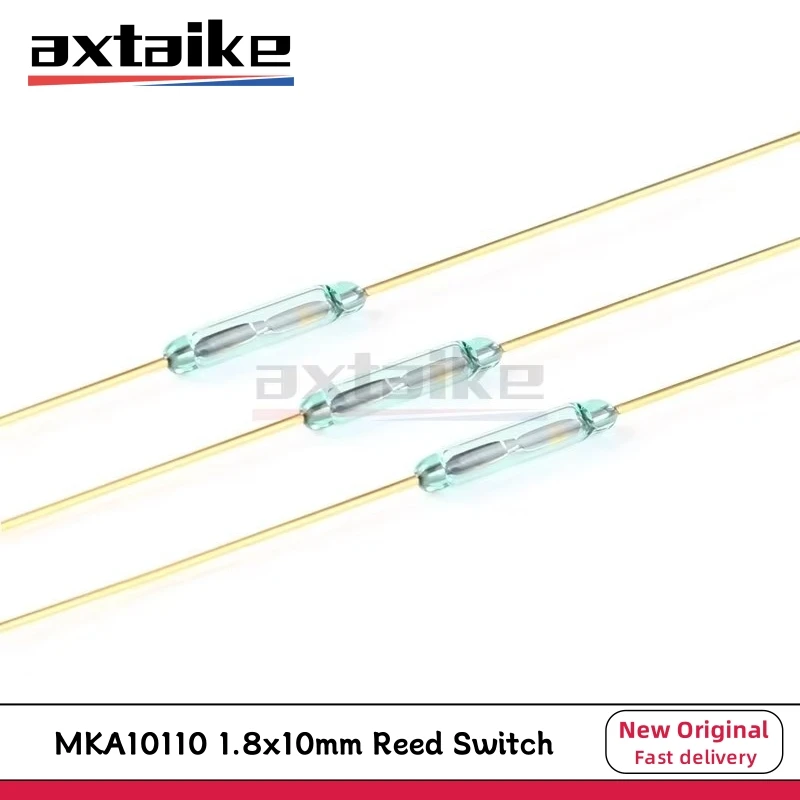 

10PCS MKA10110 1.8*10mm Reed Switch Magnetic Control Switch Green Glass Reed Switches Glass Normally Open NO Contact For Sensors