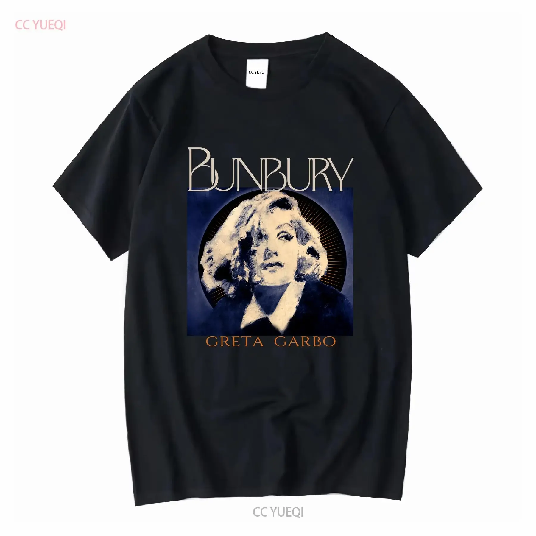 Camiseta Retro BUNBURY Greta Garbo, camiseta negra talla S 5XL NE1961, camiseta vintage lavada ligeramente cómoda para uso diario estirada
