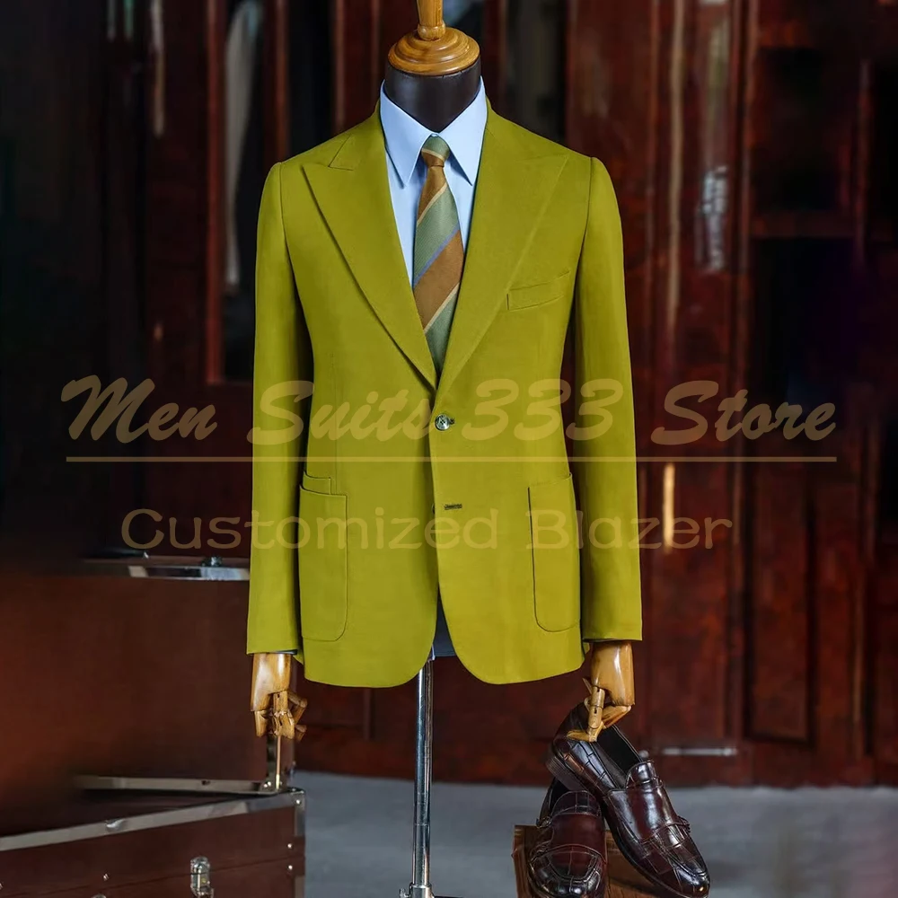 

Fashion Men's Suits Luxury Single Breasted Peak Lapel Slim Fit 2 Piece Jacket Pants Sets Customzied Male Clothing Costume Homme
