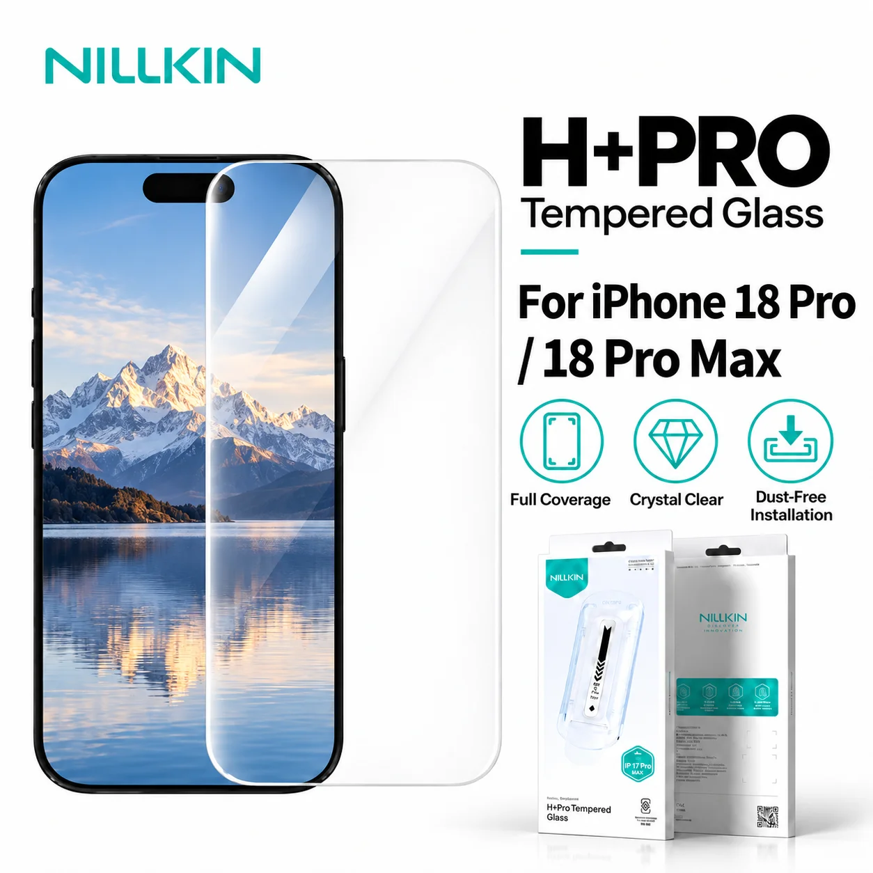 NILLKIN Glass For iPhone 18 Pro Max 2.5D HD Clear 9H Ultra-Thin Film Support Fingerprint Unlock 2.5D FM5001
