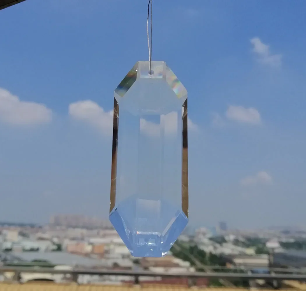 Camal 2PCS 76mm 1 Hole Clear Octagon Faceted Glass Crystal Spacer Pendant Prism Lamp Chandelier Making SunCatcher Hanging Part
