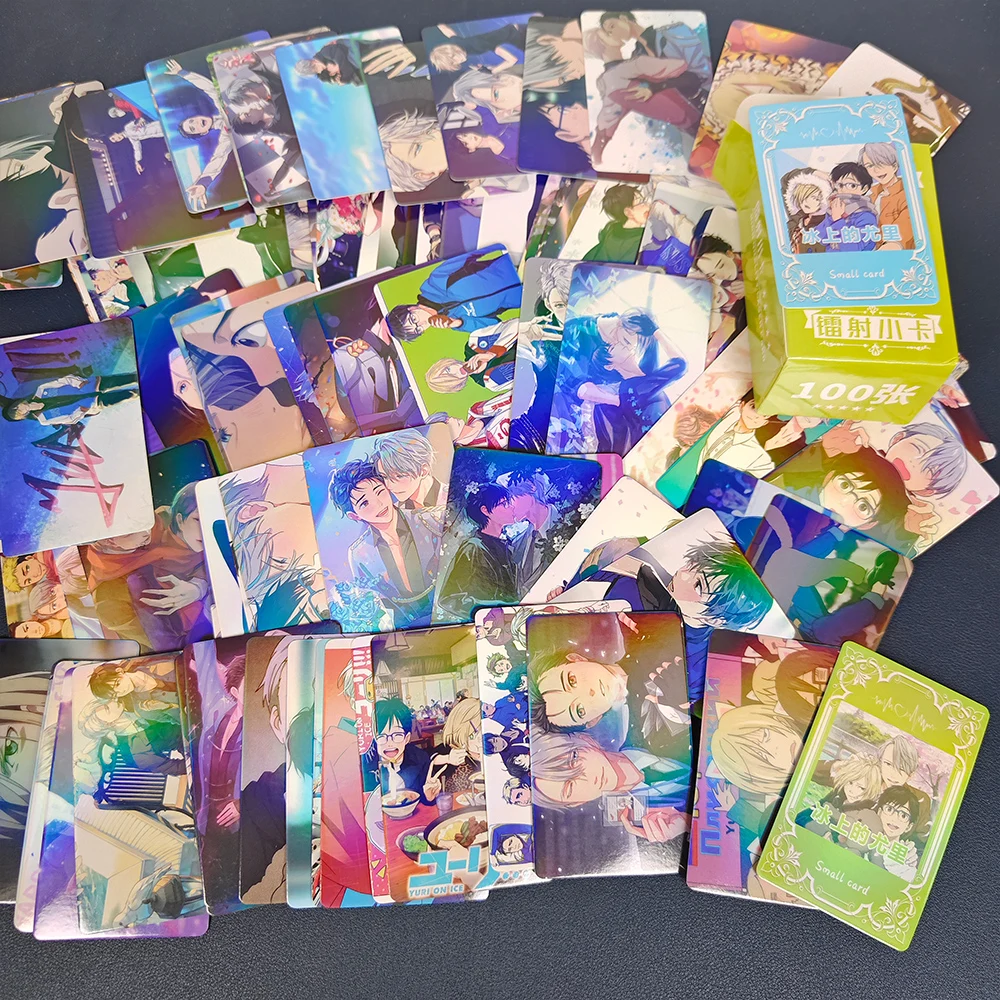 ¡100 piezas/juego Yuri! On Ice Manga Laser Lomo Card Album Personajes de cómic Photocard Fans Colección de tarjetas