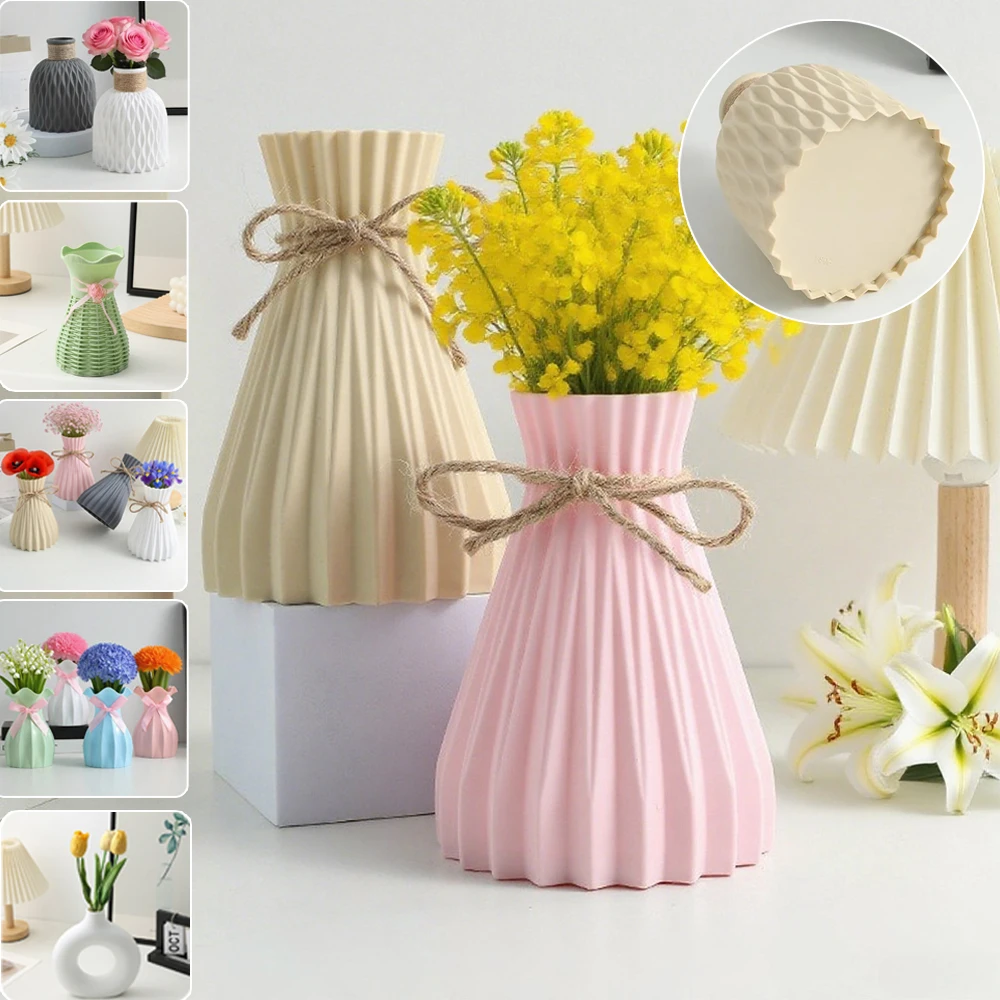 

Water Ripple Pattern Plastic Vase Flower Arrangement DIY Flowerpot Living Room Flowers Ware Room Decoration Jarrón Decorativo