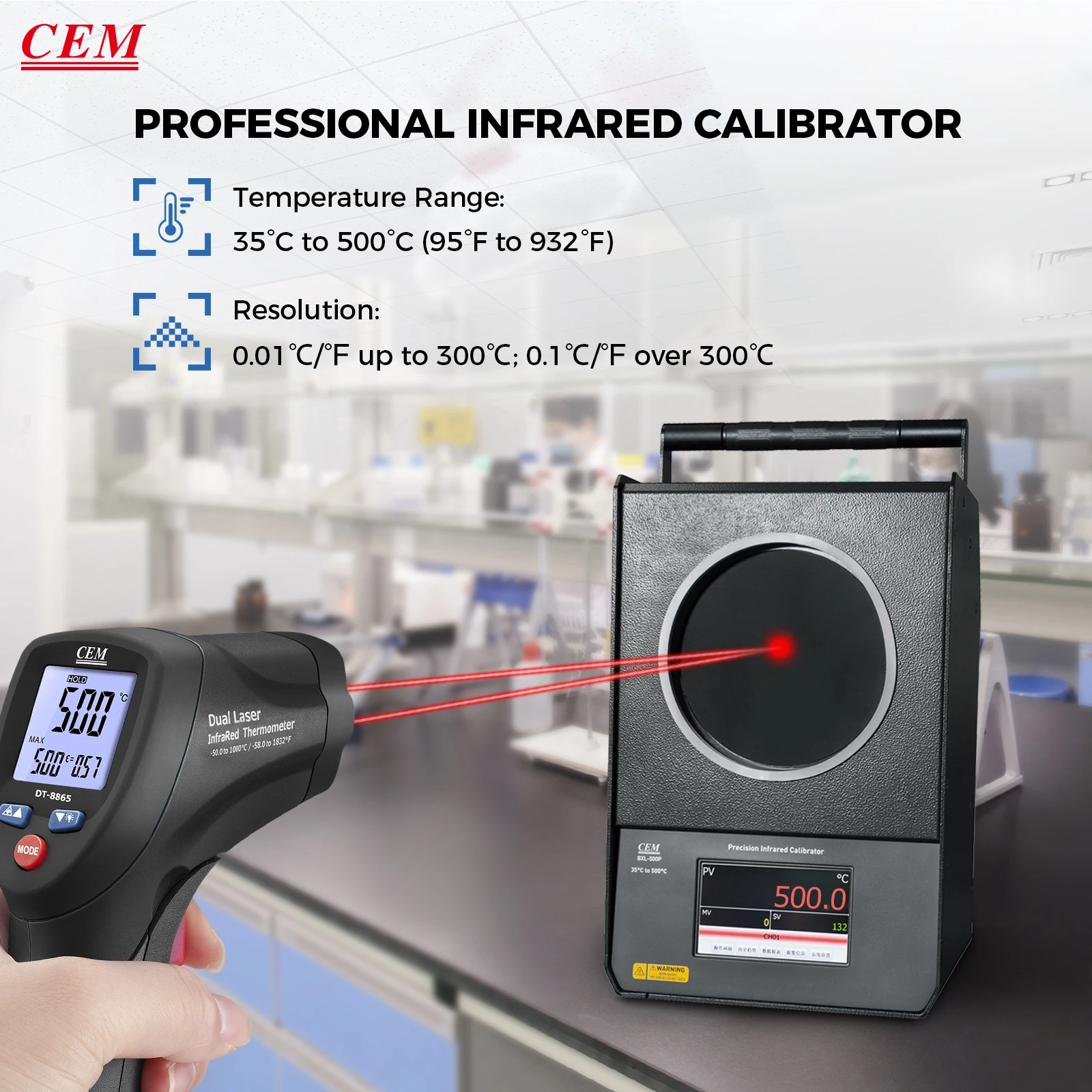 BXL-500 Precision Infrared Temperature Calibrator, 35°C to 500°C(95 to 932℉),Target Size 6