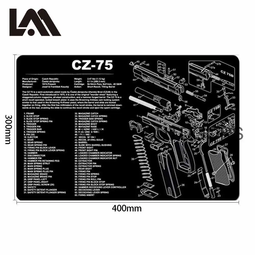 CZ 75 Gen4 Glock Gun Cleaning Rubber Mat Kits Parts Diagram and Instructions  Mat Mouse Pad Walther PPQ HK P2000 SIG p365