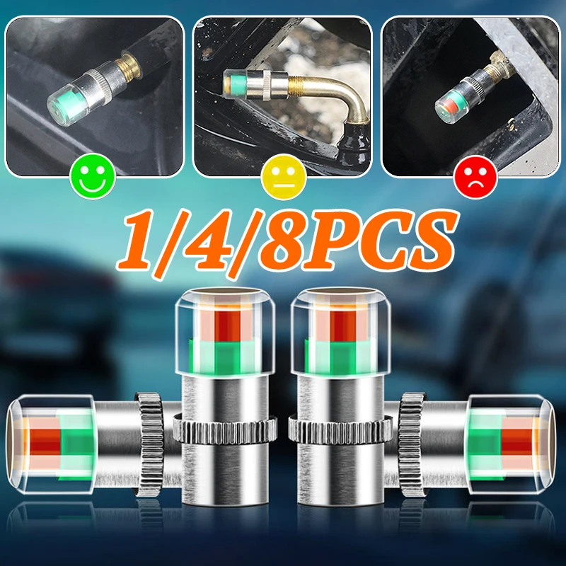 Car Motorcycle Tire Pressure Warning Alarm Stainless Steel Copper Core Tire Pressure Monitor Valve Cap Sensor Auto Accessories