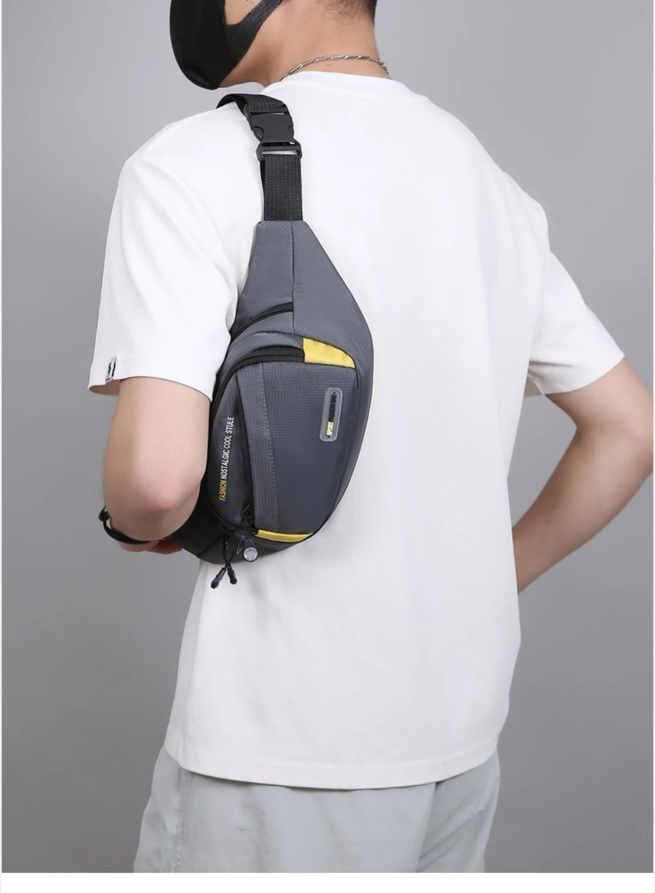 Multifunktionale Outdoor-Sport-Hüfttasche für Herren, große Kapazität, mehrschichtige Umhängetasche, verdickte modische Brusttasche – Detail 2