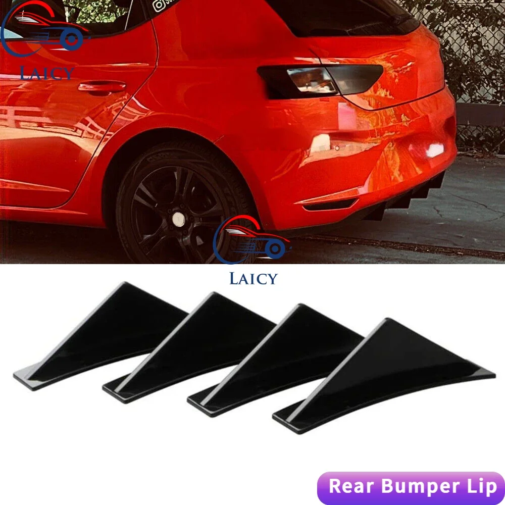 

LAICY For Seat Leon Ibiza Cupra Car Rear Bumper Lip Rear Diffuser Shark Fins Curved Spoiler Lip Wing Splitter 4 Fin Black