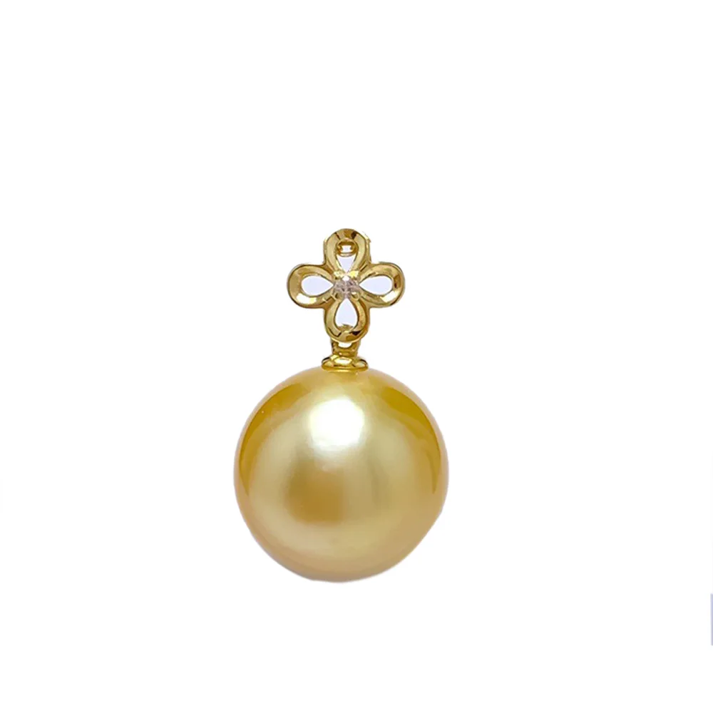 

SHILOVEM 18k Gold Pearl pendant New Birthday Christmas Gift Fashion Wholesale Women none necklace 12mm yzz1212001zz