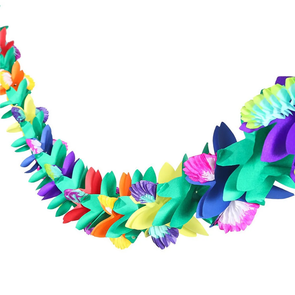 هاواي الاستوائية جامبو متعدد الألوان لواو زهرة الكركديه ليو جارلاند زهرة يترك راية لديكورات لوازم حفلات هاواي