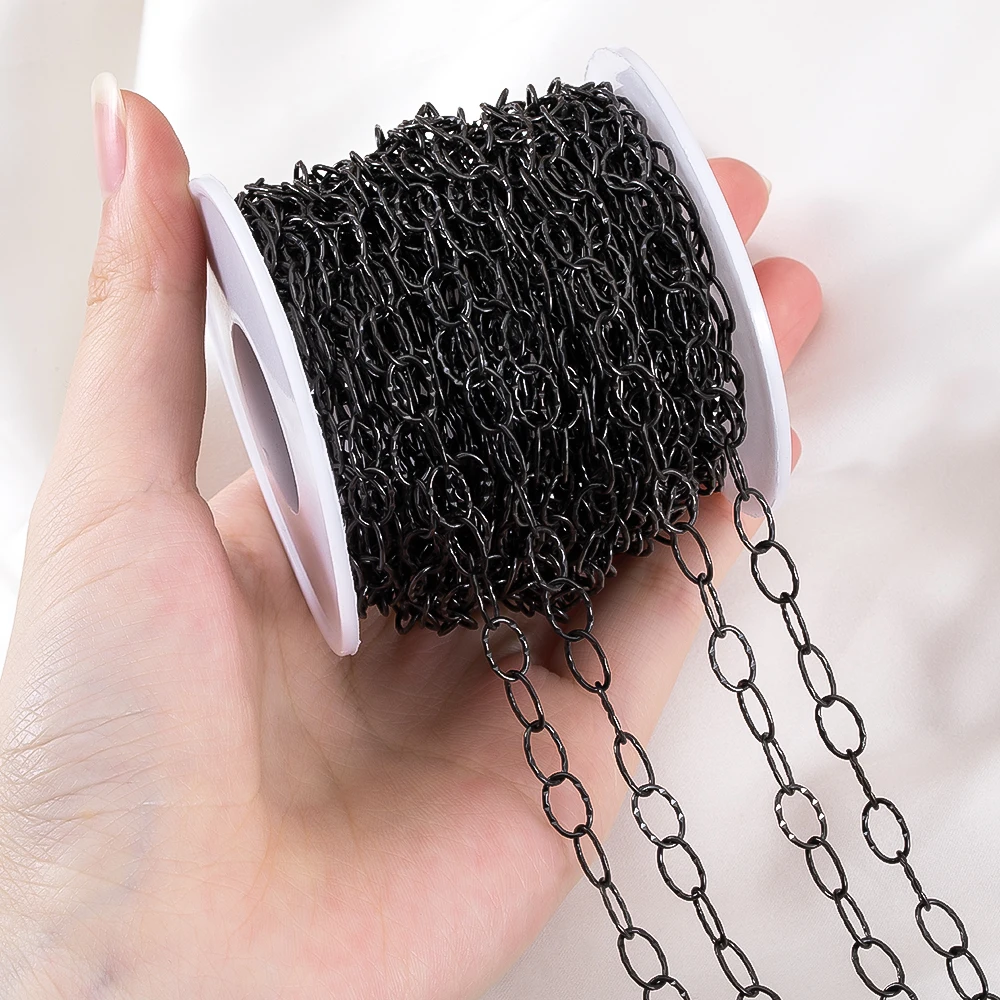 1 متر بندقية أسود اللون الفولاذ المقاوم للصدأ دائرة كبيرة تويست سلسلة تنقش ربط سلاسل ل عقد دي اي واي سوار النتائج مجوهرات #4