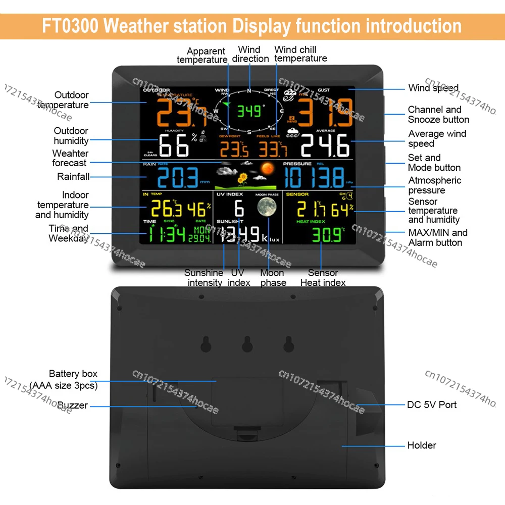 Weather Station WiFi Wireless Indoor Outdoor with Sensor Rain Weather Forecast Wind Gauge Temperature Humidity Air Pressure