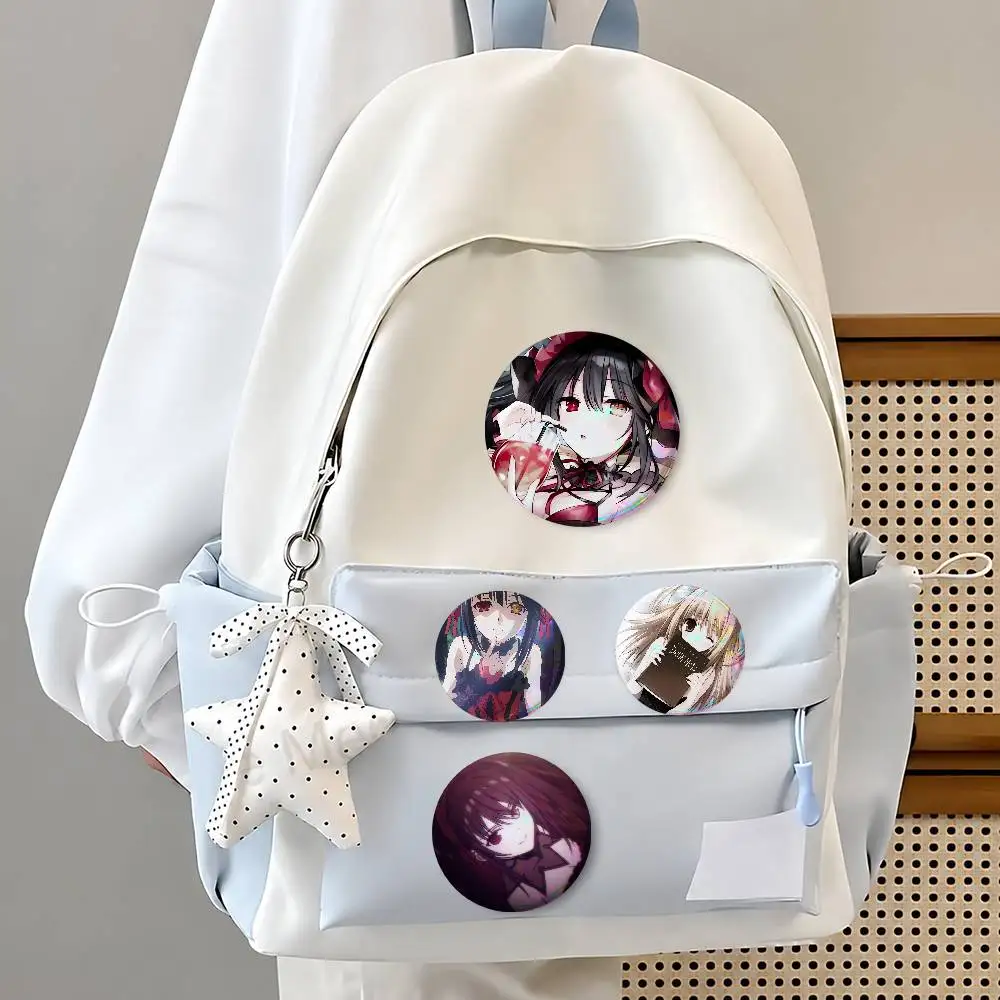 Anime D-DATE A A-LIVE Round Button Badge Pin Set Anime Cartoon Game Music Cool Fashion Brooch For Backpack Clothes Hat