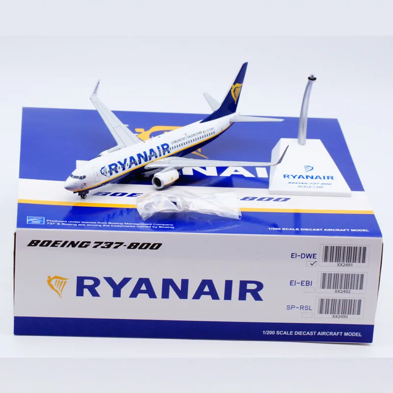 

XX2491 Alloy Collectible Plane Gift JC Wings 1:200 Ryanair Boeing B737-800 Diecast Aircraft Jet Model EI-DWE With Stand