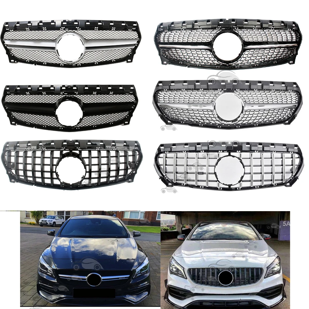 

Front Bumper Racing Grill Billet Grille Cover For Mercedes-Benz W117 CLA-Class 2017-2019 Diamond