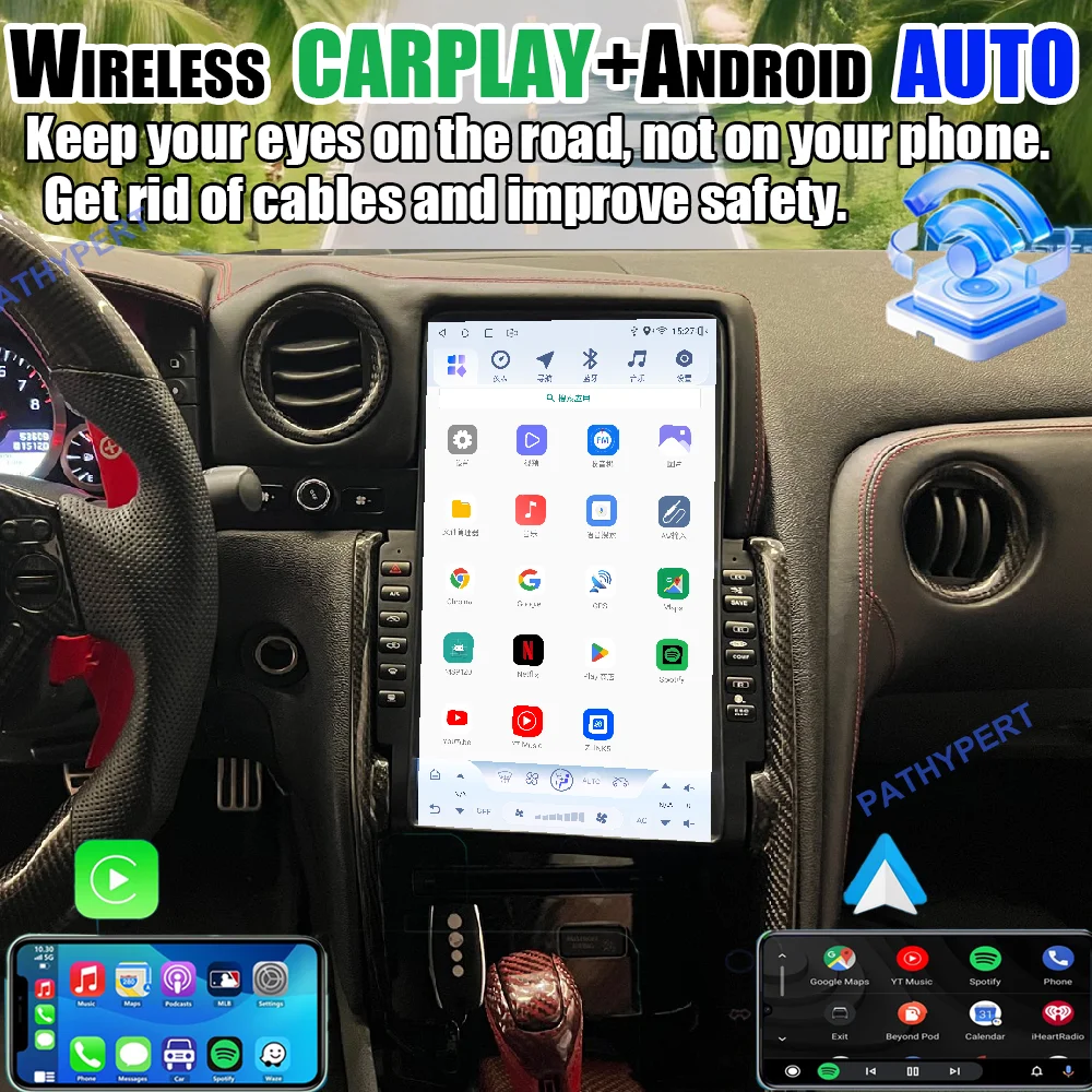 For Nissan GT-R GTR R35 2008-2015 Android 15 13.6
