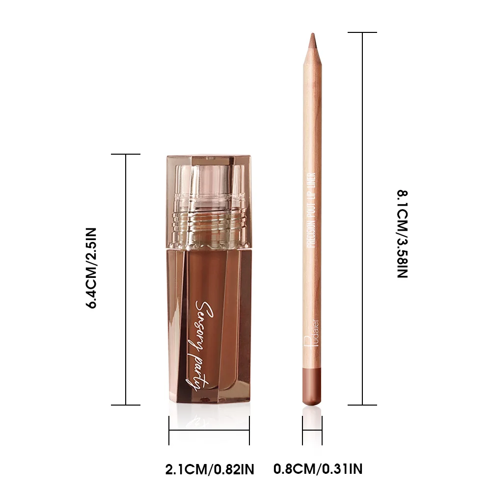 Combinazione di matite e lucidalabbra, tazza impermeabile, a lunga durata, antiaderente, effetto trucco perfetto, trucco labbra graduale